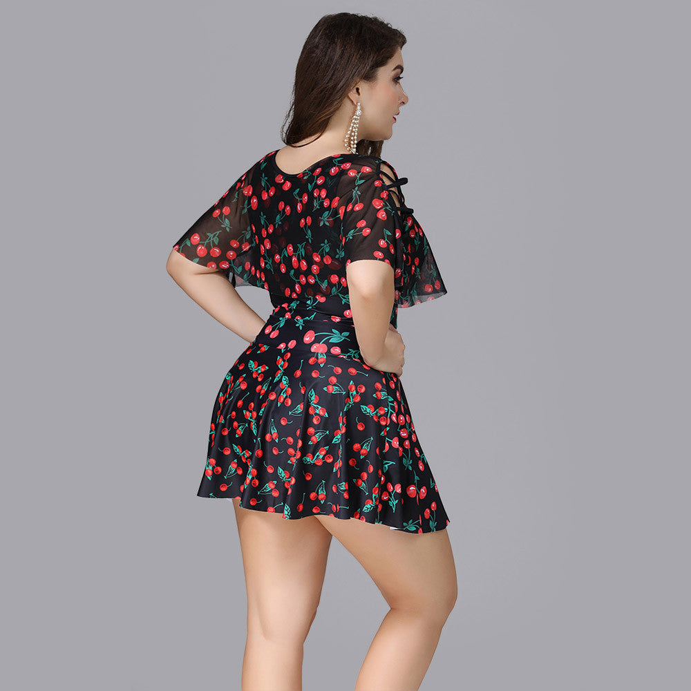 Women's Oversized Skirt Print One Piece Swimsuit