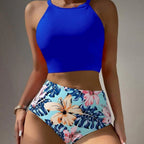 Womens Floral Print Two-Piece Swimsuit