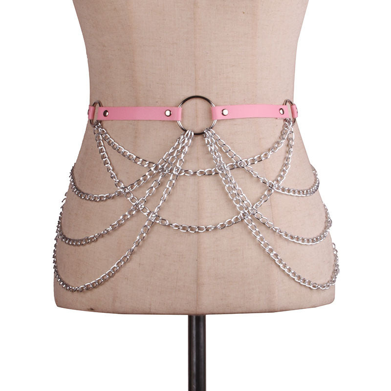 Multi-layer Cross Hollow Tassel Waist Chain