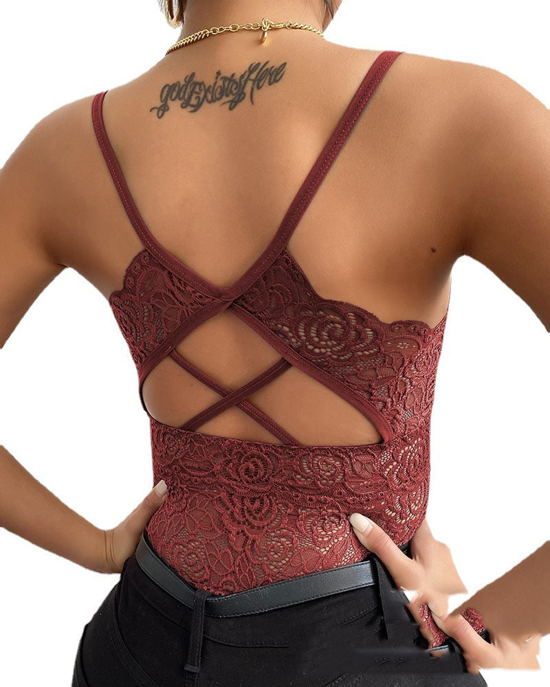 Lace Plus Size Spaghetti Straps Outerwear Vest Women's Slim Fit Inner Wear Bottoming Shirt