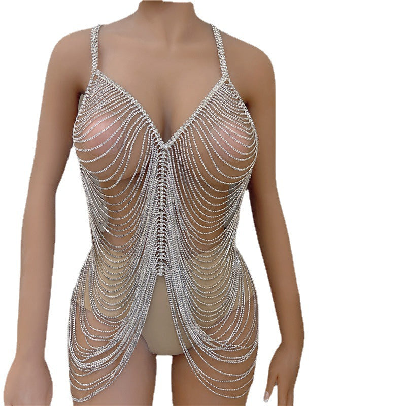 Luxury Multi-layer Fringed  Rhinestone One-piece
