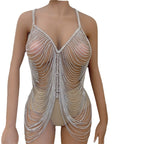 Luxury Multi-layer Fringed  Rhinestone One-piece