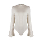 Sexy Slim-fit Solid Color Knitted Jumpsuit For Women