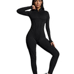 Women's Fashion Long Sleeve Zipper Slim Fit Jumpsuit