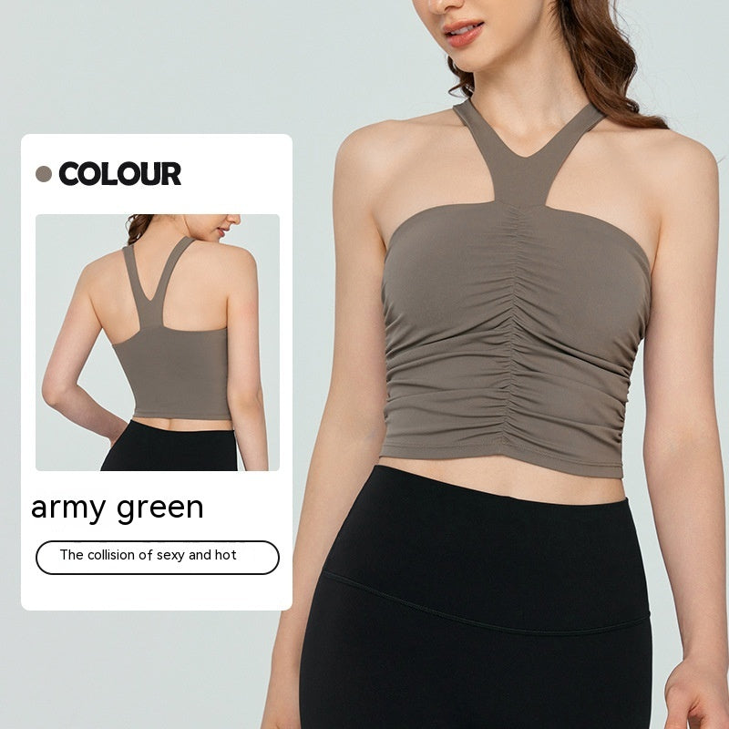 Halter Spaghetti Straps Vest With Chest Pad One-piece Summer Skinny Inner Match Tube Top Sleeveless Top