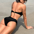 Women's Fashion Simple Mesh Splice One Piece Swimsuit