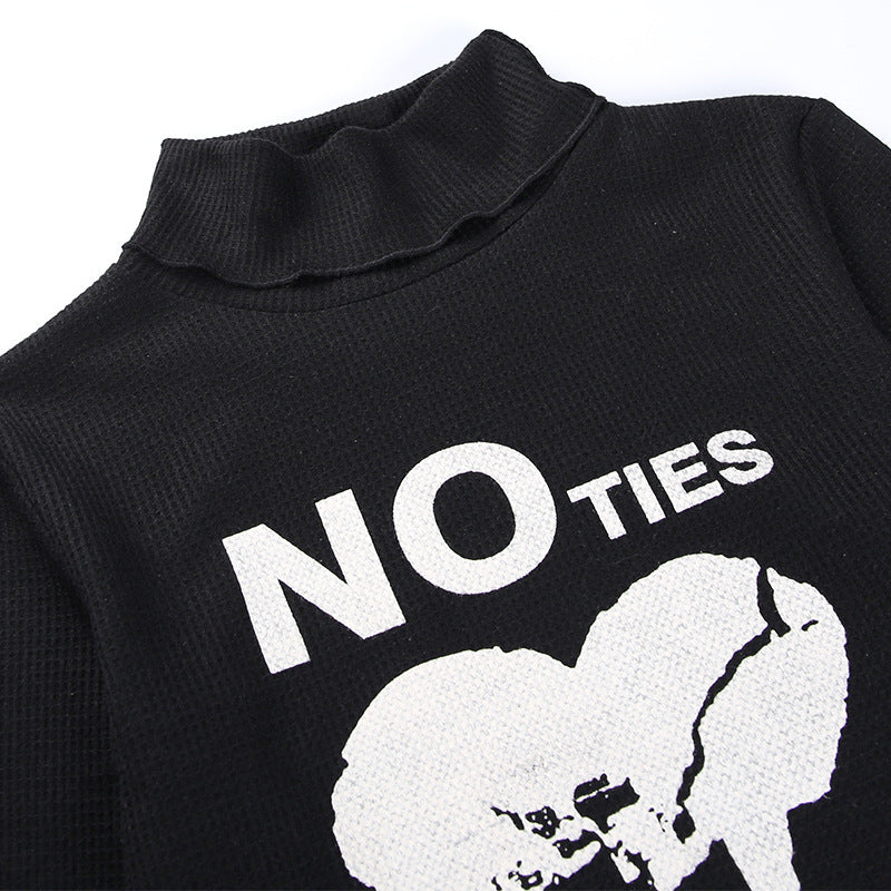 Letter Print Turtleneck Sweater Women's Inner Wear