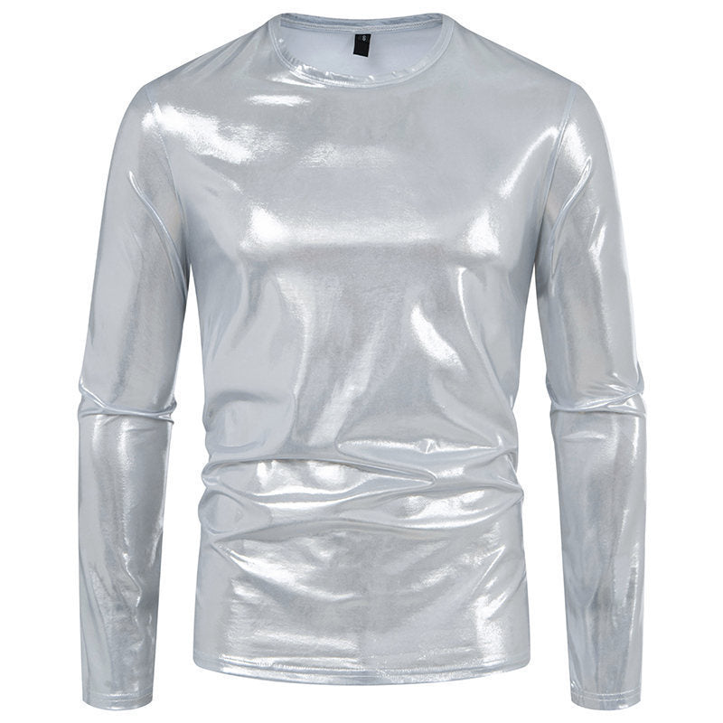 Men's Long-Sleeve Glossy T-Shirt Fashion Base Layer Shirt