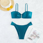 Solid Color Swimsuit Women's Glossy Exercise Bikini