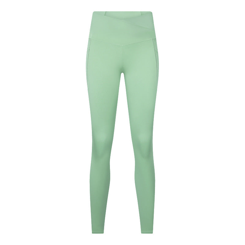 Cross-waistband Athletic Leggings For Women