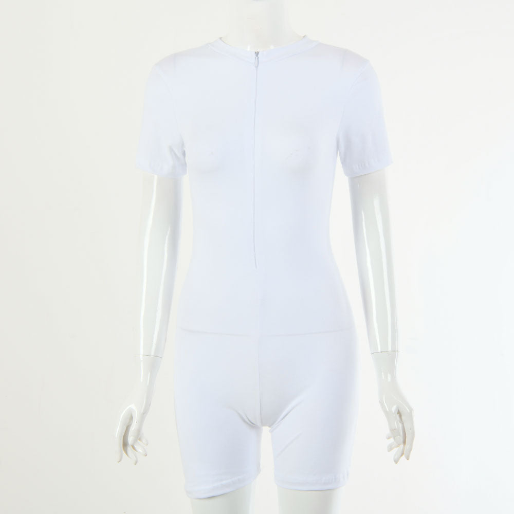 Round neck short sleeve jumpsuit