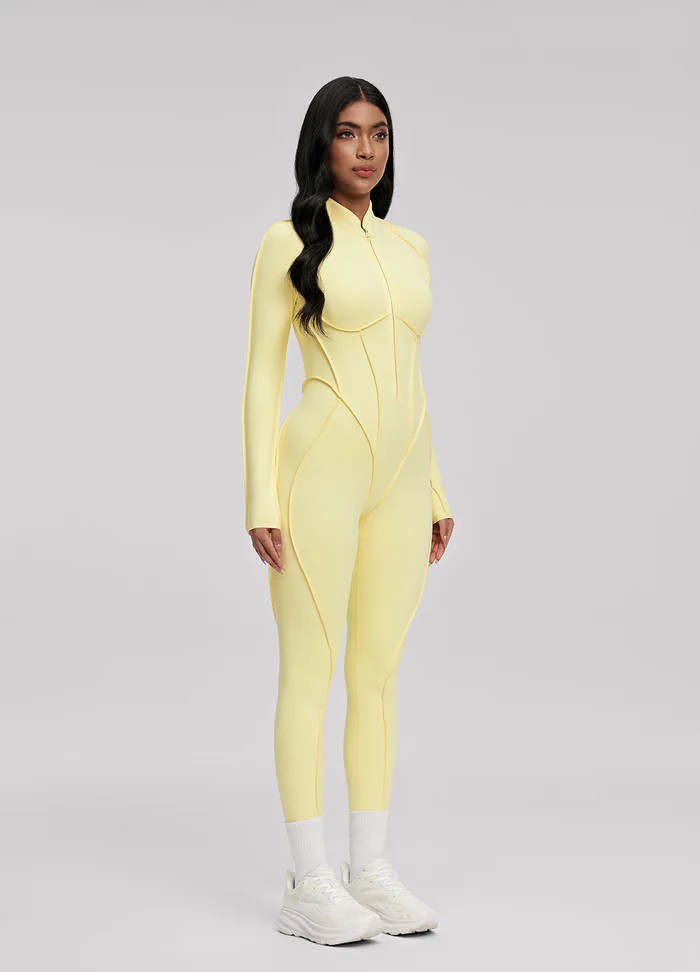 Women's Fashion Long Sleeve Zipper Slim Fit Jumpsuit