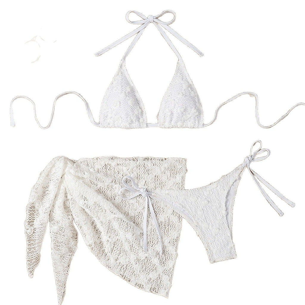 Split Bikini Mesh Halter Bandage Swimsuit Women