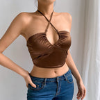 Sexy U-Neck Halterneck Satin Slim-Fit Base Vest