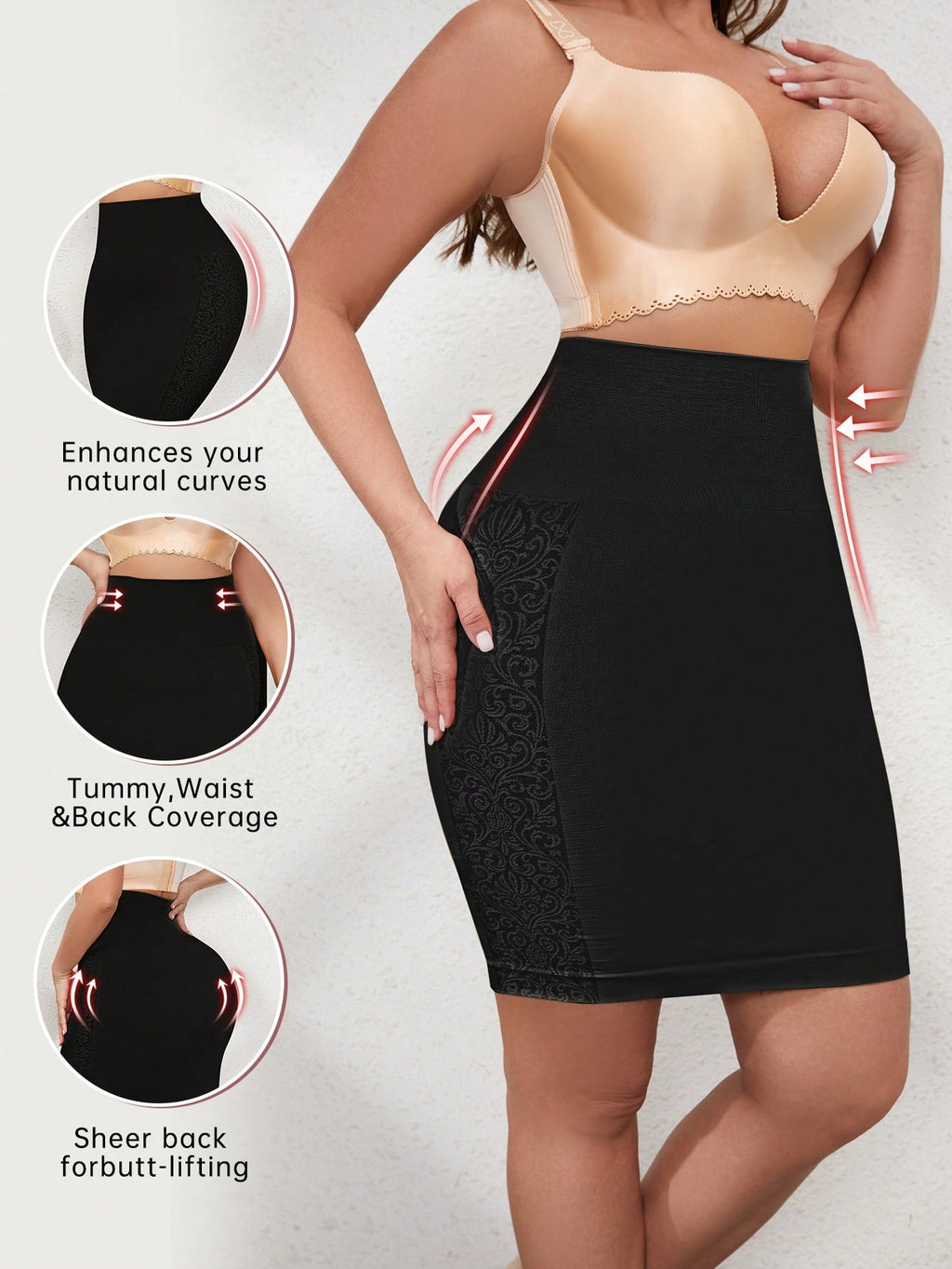 Women's Firm Control High-Waisted Shapewear Skirt - Butt Lifter & Thigh Slimmer Bodysuit