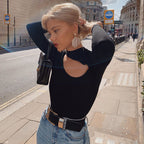 Women's Long-sleeved Jumpsuit Sexy Hollow Jumpsuit