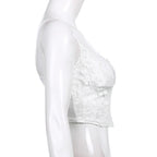 Bowknot Lace Petals V-Neck Hollow Mesh Base