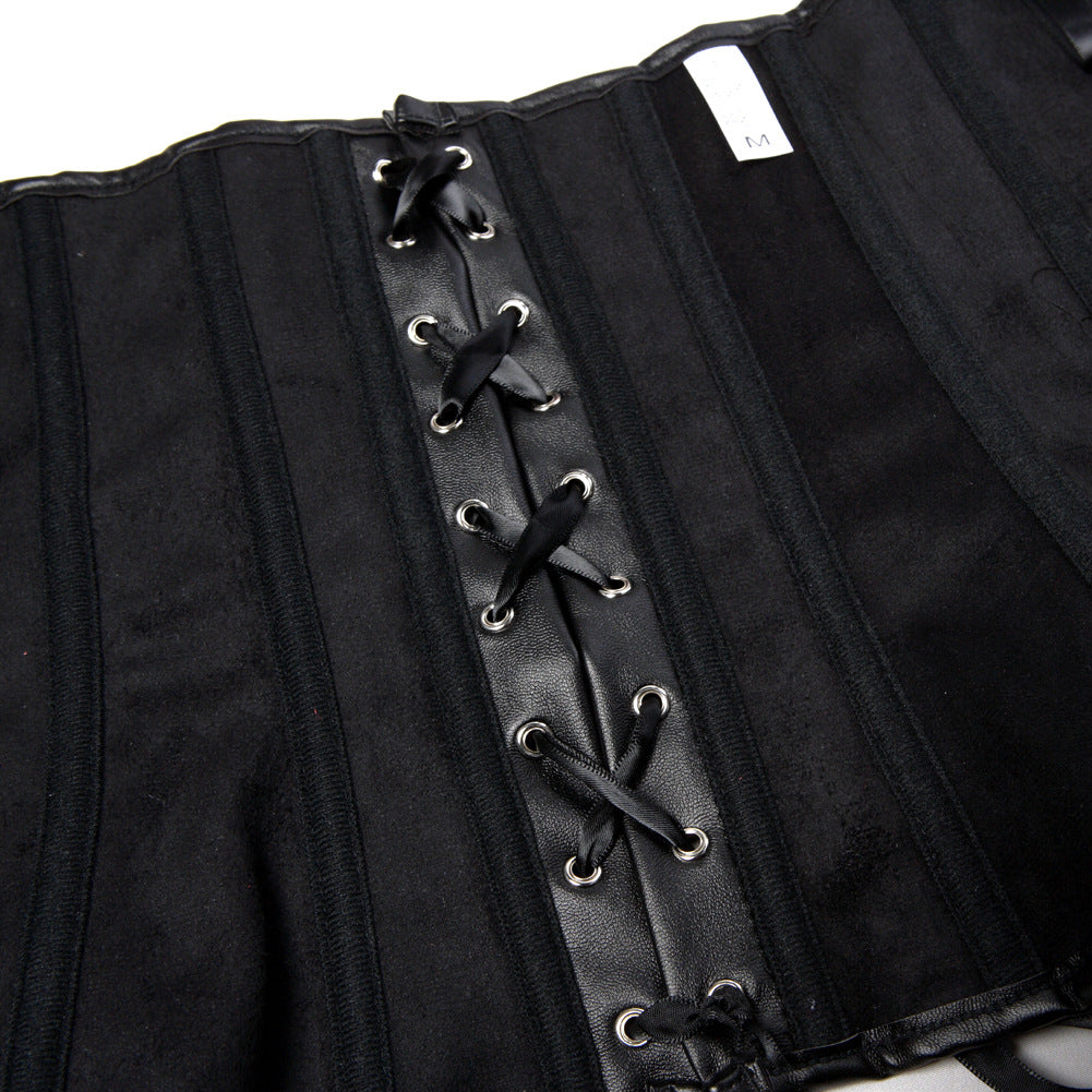 European And American Court PU Punk Tunic Women's Shoulder Strap Shapewear
