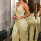 Women's suspenders jumpsuit bronzing