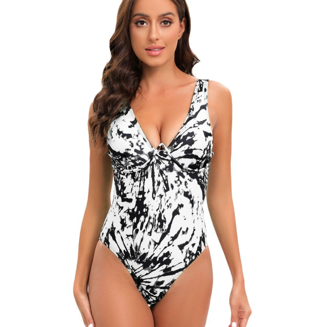 Tie-dyed Printed One-piece Women's Swimsuit