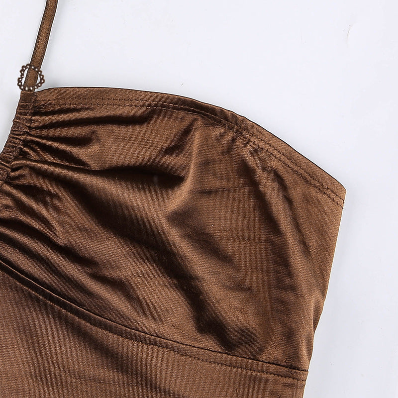 Sexy U-Neck Halterneck Satin Slim-Fit Base Vest