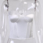 Fashion Lace Tight-fitting Fishbone Tube Top With Base Wrap