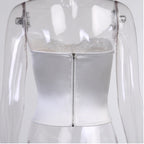Fashion Lace Tight-fitting Fishbone Tube Top With Base Wrap
