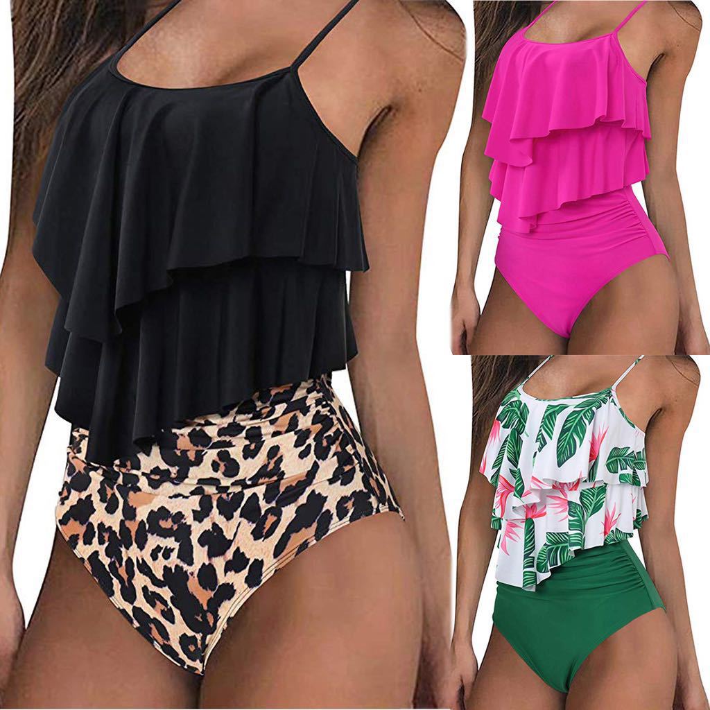 European and American Split Swimsuit Women's Ruffled Sexy Bikini Swimsuit