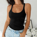 Pure Color Versatile Vest Sexy Round Neck Bottoming for Inner and Outer Wear