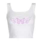 Sexy Thread Slim Butterfly Embroidered Short Camisole Base Top