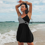 Swimsuit European And American Printed Skirt Split Swimsuit Ladies Bikini