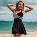 Swimsuit European And American Printed Skirt Split Swimsuit Ladies Bikini