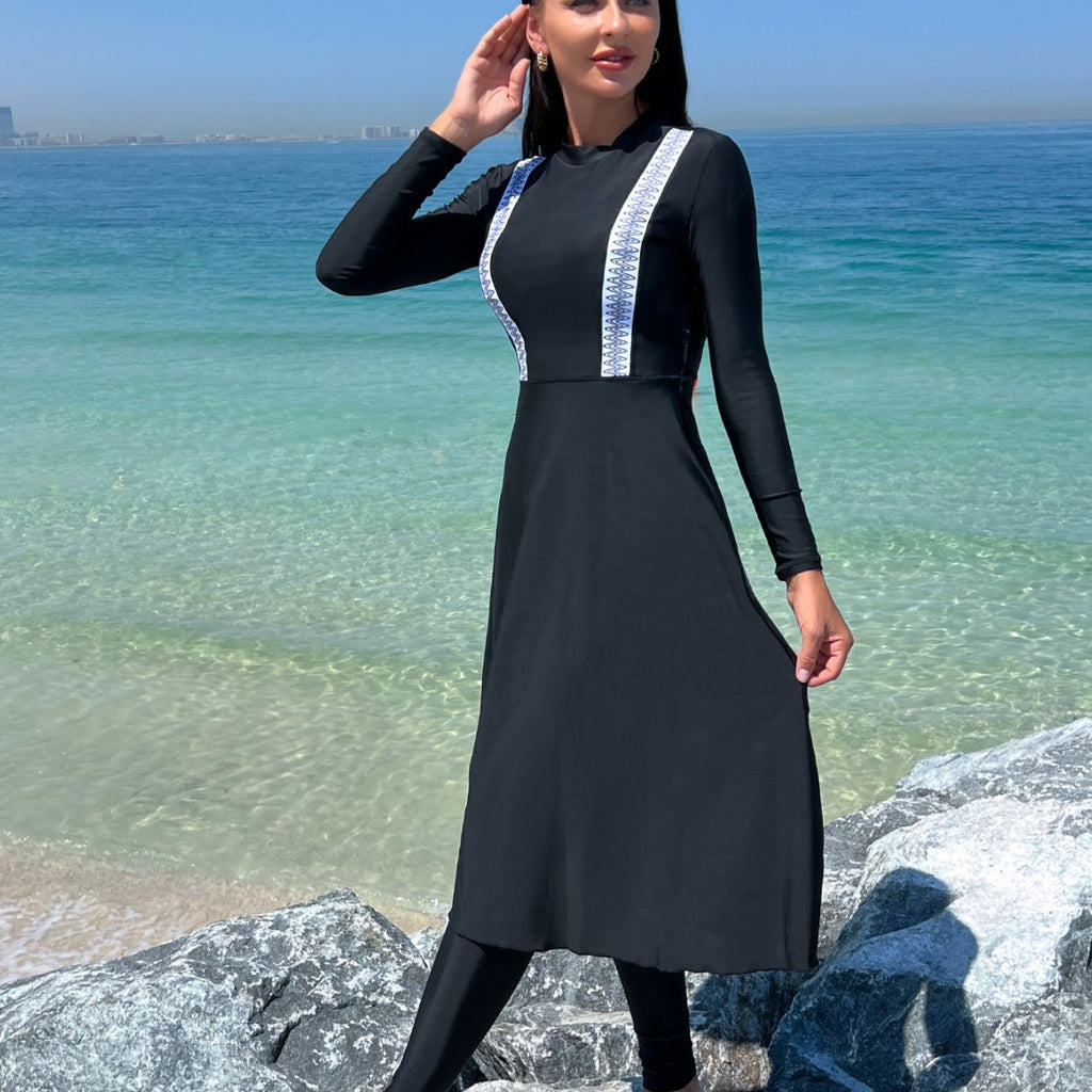 Womens Quick Dry Form Fitting Long Sleeve Swimsuit