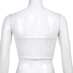 Bowknot Lace Petals V-Neck Hollow Mesh Base