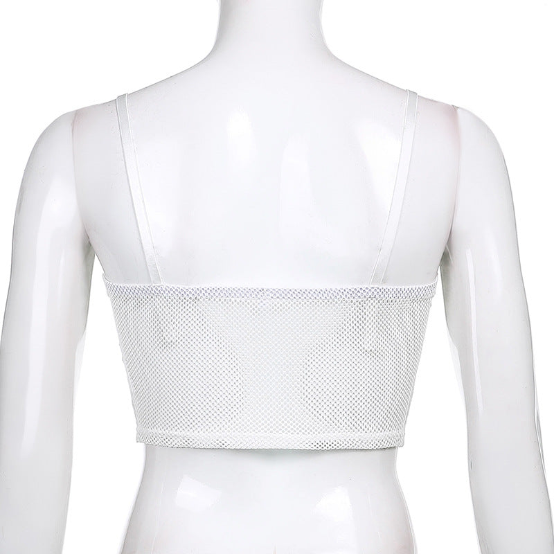 Bowknot Lace Petals V-Neck Hollow Mesh Base