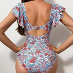 One-piece Swimsuit Ruffled Covering Belly Thin