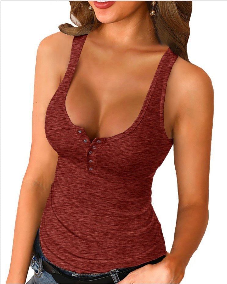 Sleeveless Inner With I-Shaped Slim-Fit Solid Color Base Shirt