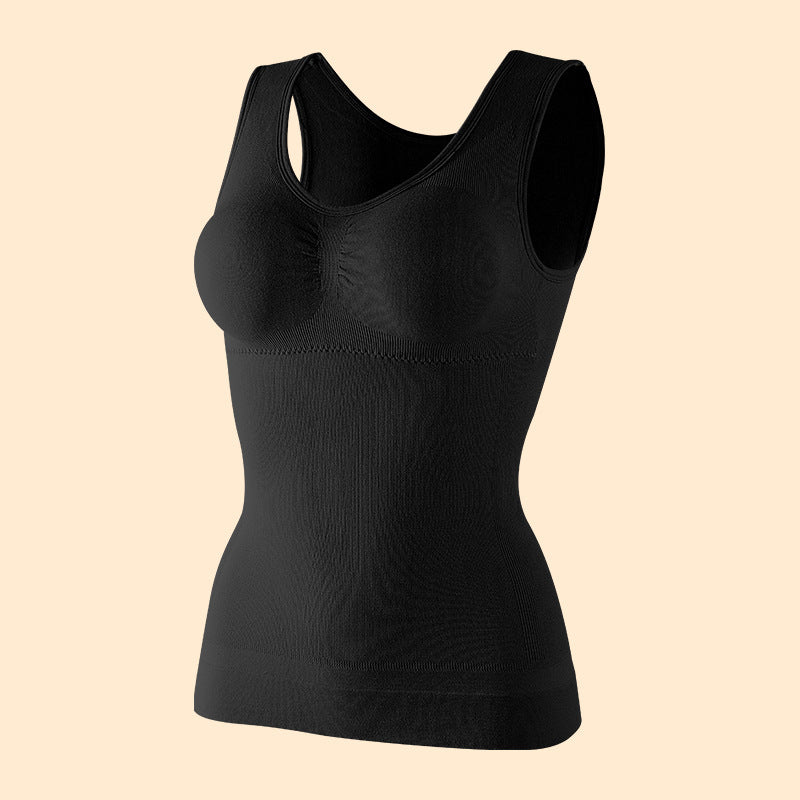 Women's Belly Sculpting Double Layer Tank Top With Built-in Bra