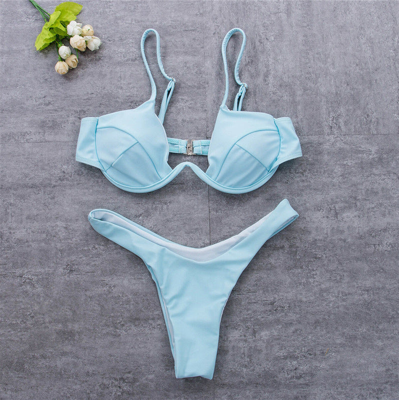 New plain multicolor flip flop bikini swimsuit