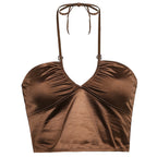 Sexy U-Neck Halterneck Satin Slim-Fit Base Vest