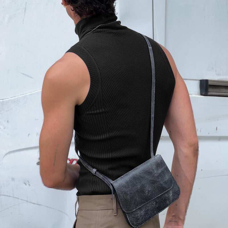 Mens Fashionable Solid-Color Sleeveless Base Layer Tank Top
