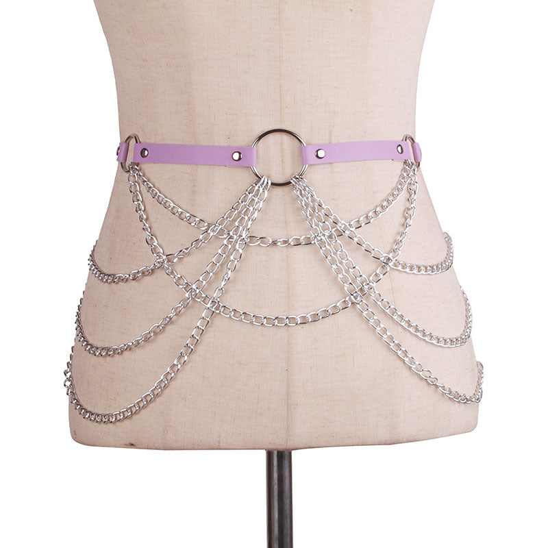 Multi-layer Cross Hollow Tassel Waist Chain