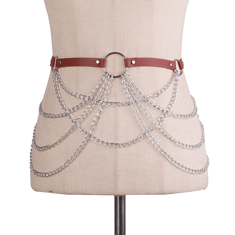 Multi-layer Cross Hollow Tassel Waist Chain