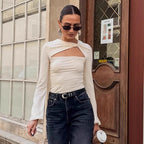 Women's Simple Elegant Inner Match Round Neck Bottoming Shirt Top