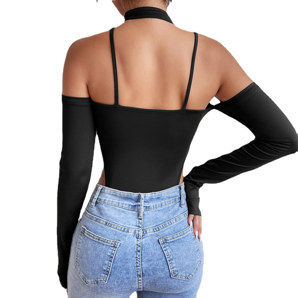 Women's Design Sense Finger Slings Halter Neck Jumpsuit