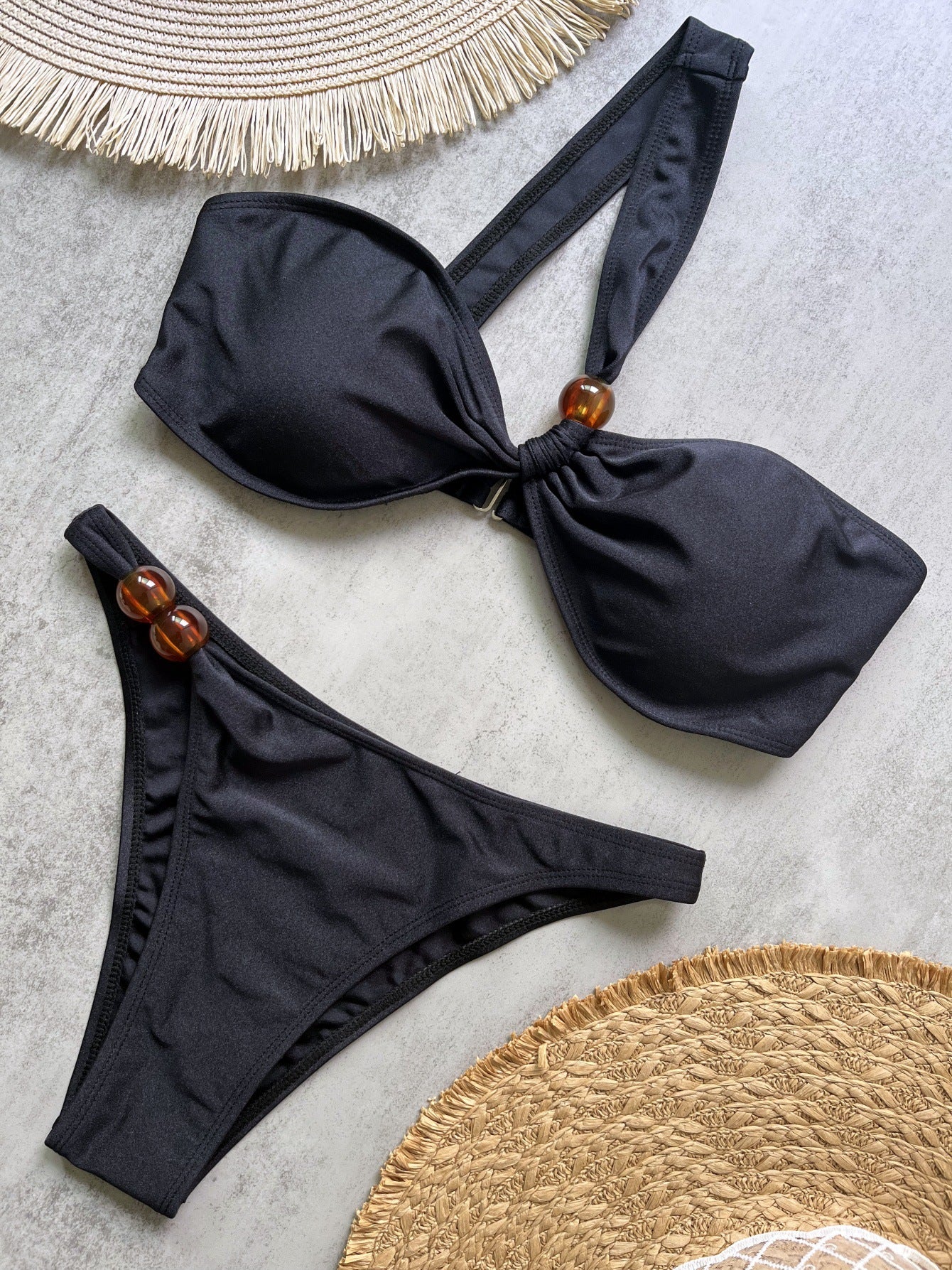 Pure Color Bikini Backless Split Swimsuit