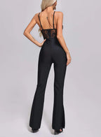 Lace Bandage Stretch Slim Fit Skinny Jumpsuit Fishbone