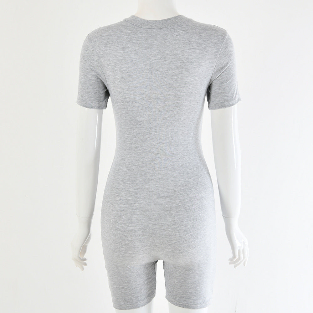 Round neck short sleeve jumpsuit
