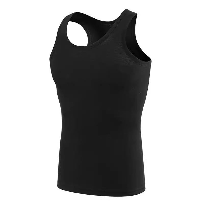 Mens Fitted Sports Vest Workout Base Layer Top For Fitness