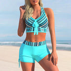 Split Swimsuit Ladies Conservative High Waist Shorts Bikini